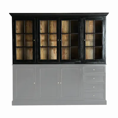 Bookshelves - Modular display cabinet in mango wood off black colour in 218x42x113 - VICAL