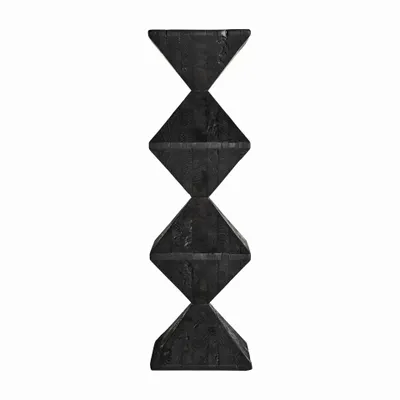 Autres tables - Piédestal en bois de pin recyclé couleur noir cassé en 34x34x116 cm - VICAL