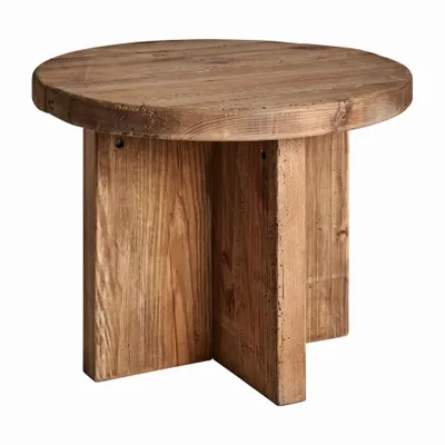 Autres tables  - Table d'appoint en bois de pin recyclé couleur marron cassé en 60x60x45 cm - VICAL