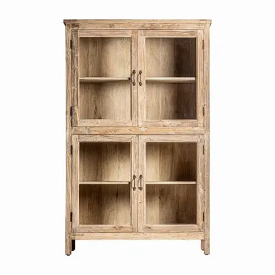 Bookshelves - Glass cabinet in recycled mango wood off brown colour in 126x44x198 - VICAL