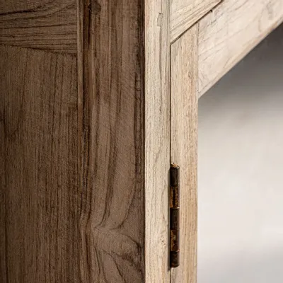 Bookshelves - Glass cabinet in recycled mango wood off brown colour in 126x44x198 - VICAL