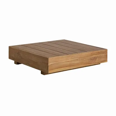 Tables basses - Table basse en bois de chemin de fer couleur marron clair naturel en 80x80x25 cm - VICAL