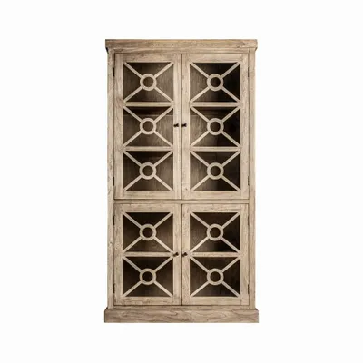 Bookshelves - Glass cabinet in elm wood off brown colour in 112x41x205 cm - VICAL