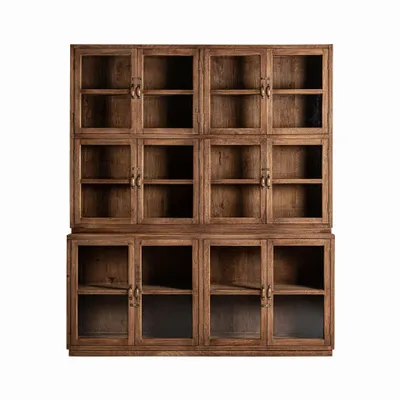 Bookshelves - Glass cabinet in recycled mango wood off brown natural colour in 184x - VICAL