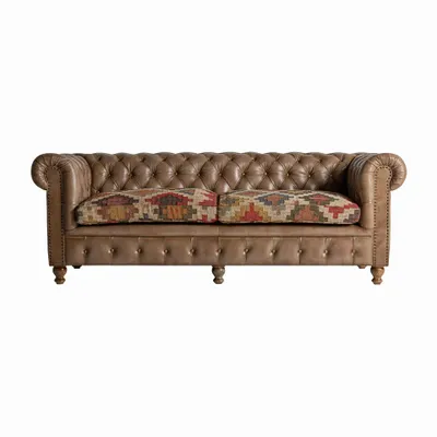 Sofas - Sofa in leather off camel colour in 215x82x74 cm - VICAL
