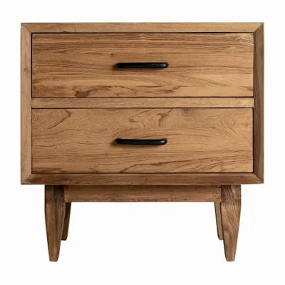 Night tables - Cotard brown reclaimed wood bedside table 61x40x61 cm - VICAL