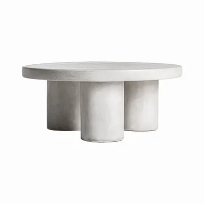 Tables basses - Table basse en grès gris cassé de 85x85x35 cm - VICAL