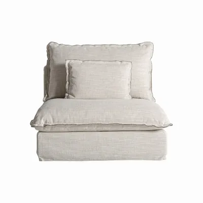 Sofas - Central sofa module in polyester off off white colour in 98x108x93 cm - VICAL