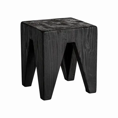Stools - Stool in recycled pine wood off black colour in 35x35x40 cm - VICAL