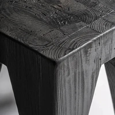 Tabourets - Tabouret en bois de pin recyclé couleur noir cassé en 35x35x40 cm - VICAL