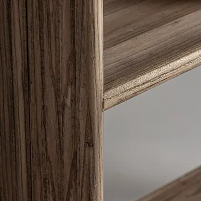 Bibliothèques - Bibliothèque en bois d'orme recyclé couleur marron clair en 140x30x - VICAL