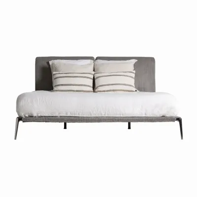 Beds - Bed in fabric off grey dark colour in 227x186x102 cm - VICAL