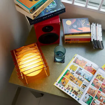 Table lamps - LOP lamp small square in orange acrylic - BANG
