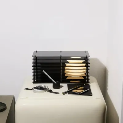 Desk lamps - LOP lamp small rectangle in dark grey acrylic - BANG