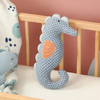 Soft toy - Plush - Blue Seahorse - Organic Cotton - POMME