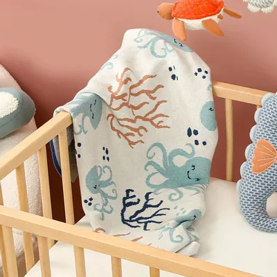 Kids sarongs - Plaid - Blue Octopus - Organic Cotton - POMME