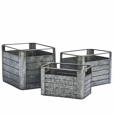 Baskets - Square galvanized boxes - MADAM STOLTZ