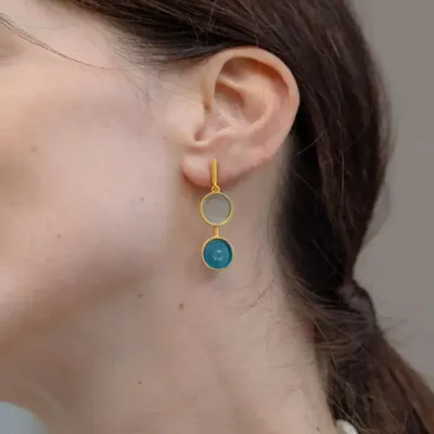 Bijoux - BOUCLES D'OREILLES LONGUES DORÉES GAUDÍ JEWELRY BLEU - JOIDART