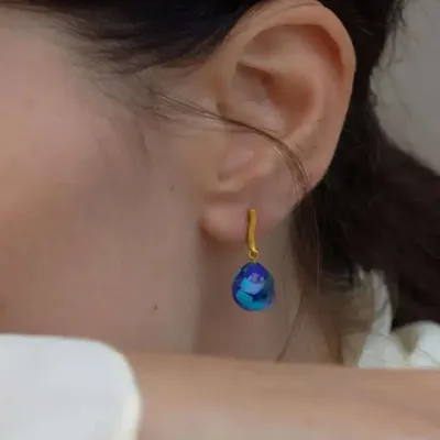 Bijoux - BOUCLES D'OREILLES DORÉES GAUDÍ JEWELRY BLEU - JOIDART