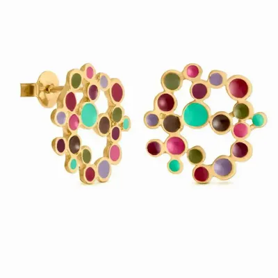 Jewelry - LARGE GOLDEN EARRINGS CANDY COLOURS - JOIDART