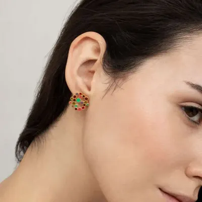 Jewelry - LARGE GOLDEN EARRINGS CANDY COLOURS - JOIDART