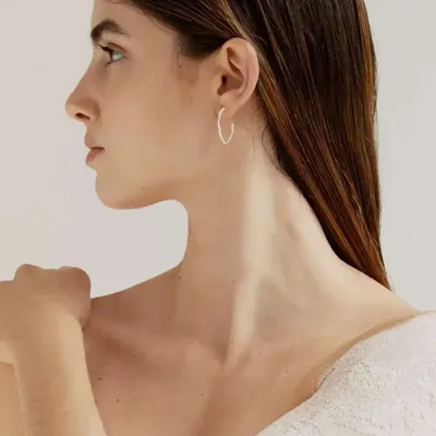 Jewelry - LARGE SILVER HOOPS EARRINGS CLARA - JOIDART