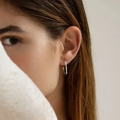 Jewelry - SMALL SILVER OVAL HOOPS EARRINGS CLARA - JOIDART