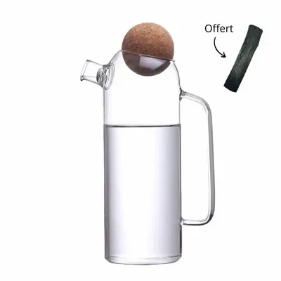 Gifts - 1 L glass carafe + 1 binchotan charcoal - LE CHARBON ACTIF FRANCAIS