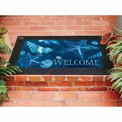 Decorative objects - blue seashells doormat. - KARENA INTERNATIONAL