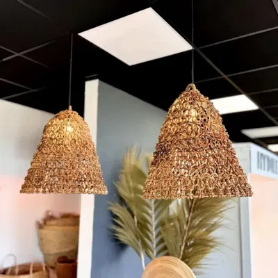 Hanging lights - Set of 2 palm leaf pendants - JOSY - HYDILE