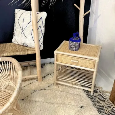 Tables de nuit - Table de chevet en rotin avec tiroir - PRISCA - HYDILE