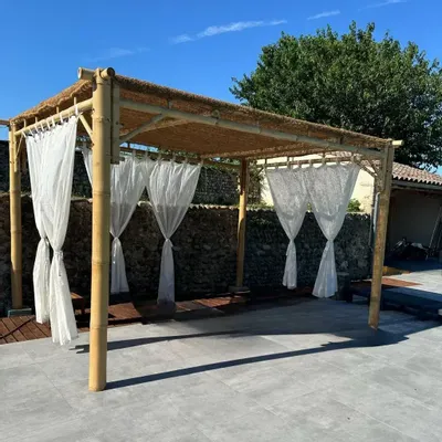 Pergolas - Pergolas M en bambou avec ombrière en fibre de coco naturelle - HYDILE