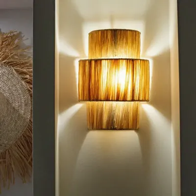 Wall lamps - Raffia wall light - RAM - HYDILE