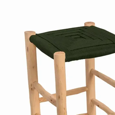 Stools - Wooden and green rope bar stool - ROUCOU - HYDILE