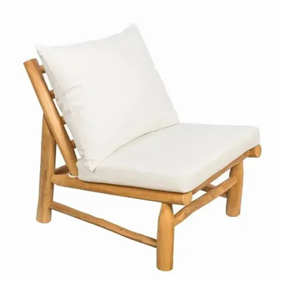 Fauteuils - Fauteuil extérieur en teck avec coussins déperlants et déhoussables - YAGO - HYDILE