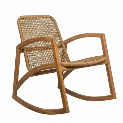 Fauteuils - Rocking chair extérieur/intérieur en teck et corde - ANNA - HYDILE