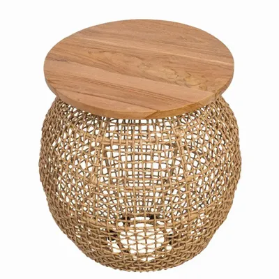 Autres tables - Table en corde et plateau en bois de teck - ANNIE - HYDILE