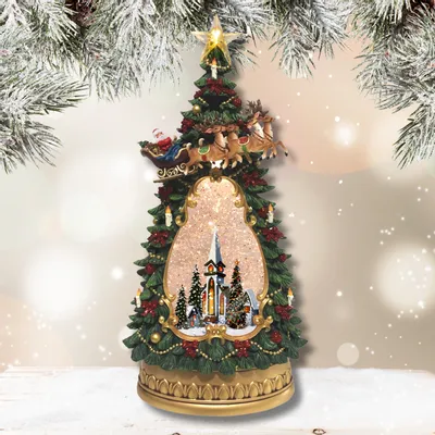 Crèches et santons - Lantern Snow Globe Arbre de Noël LED – Scène d’Église (LED Blanc Chaud) – Minuterie & Option DC - BLUE STAR B.V.