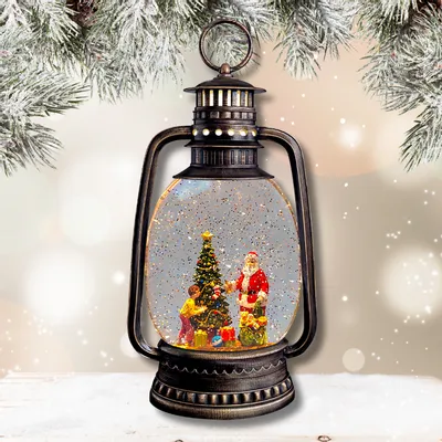 Other Christmas decorations - Christmas LED Bronze Lantern – Santa & Child with Tree, Music - BLUE STAR B.V.