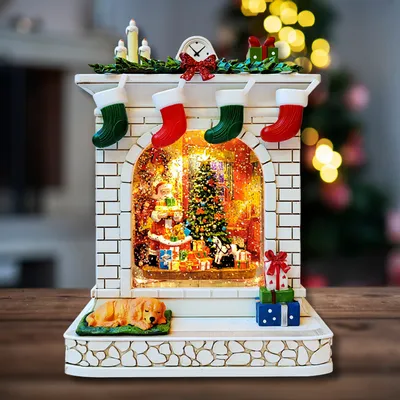 Other Christmas decorations - Christmas LED Fireplace Scene – Santa Delivering Gifts (Warm White LED & Music) – DC Option - BLUE STAR B.V.