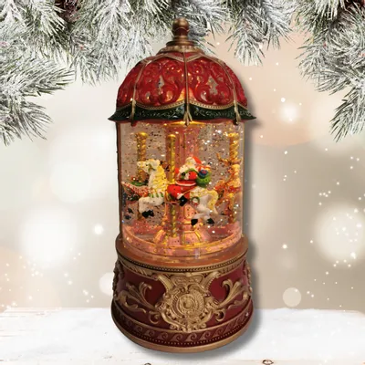 Other Christmas decorations - Christmas LED Carousel Snow Globe – Santa on Horseback (Warm White LED) – Timer & DC Option - BLUE STAR B.V.