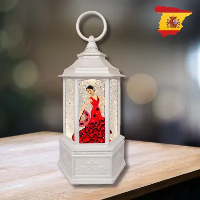 Other Christmas decorations - LED Lantern Snow Globe – Flamenco Dancer in Red Dress (Warm White LED) – Timer & DC Option - BLUE STAR B.V.
