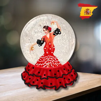 Other Christmas decorations - LED Snow Globe – Flamenco Dancer in Red Dress (Warm White LED) – Timer & DC Option - BLUE STAR B.V.