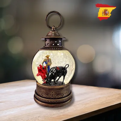 Other Christmas decorations - LED Lantern Snow Globe – Matador & Bull Scene (Warm White LED) – Timer & DC Option - BLUE STAR B.V.