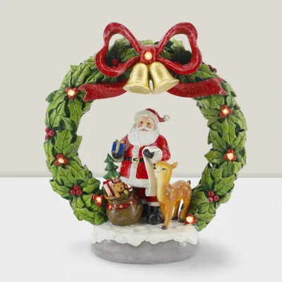 Other Christmas decorations - Christmas LED Wreath Scene – Santa with Reindeer & Gifts (Warm White LED) - BLUE STAR B.V.