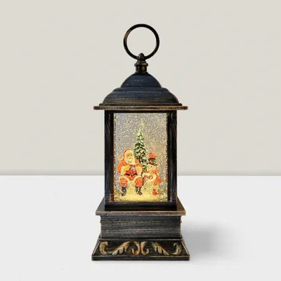 Other Christmas decorations - Christmas LED Snow Globe Lantern – Santa & Snowman, Bronze Finish, Mus - BLUE STAR B.V.