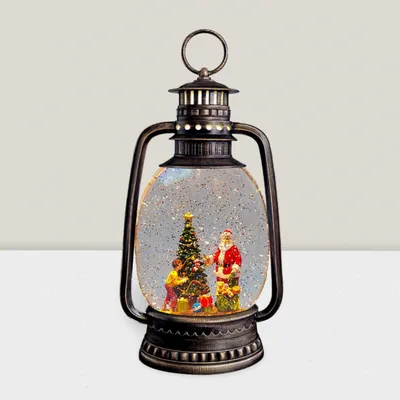 Autres décorations de Noël - Lanterne de Noël LED Bronze – Père Noël & Enfant, Musique - BLUE STAR B.V.