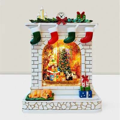 Autres décorations de Noël - Scène de cheminée LED représentant le Père Noël livrant des cadeaux au - BLUE STAR B.V.