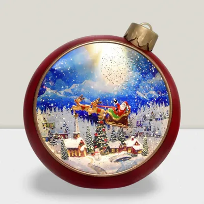 Other Christmas decorations - Christmas LED Ornament Snow Globe – Santa Sleigh Over Winter Village (Warm White LED & Music) – DC Option - BLUE STAR B.V.