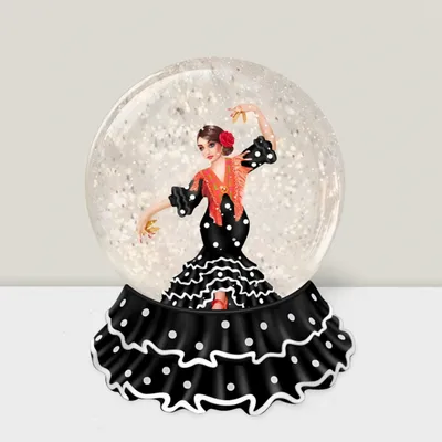 Other Christmas decorations - LED Snow Globe – Flamenco Dancer in Black Dress (Warm White LED) – Timer & DC Option - BLUE STAR B.V.
